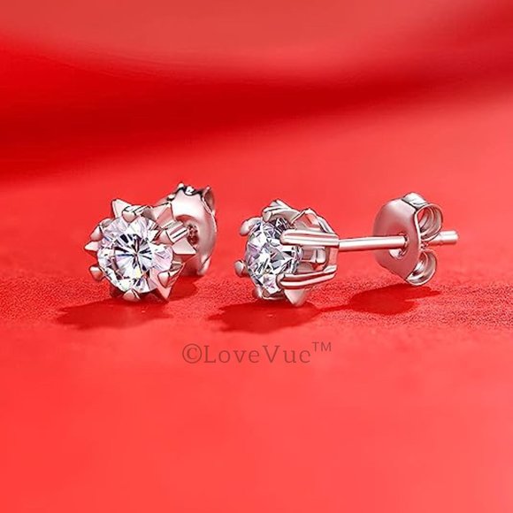 Certified 1ct. t.w. Diamond Snowflakes Heart Stud Earrings VVS1 GRA Certified - Picture 4 of 14